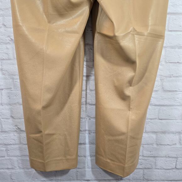R J.Crew Tan Faux Leather Pants Straight Leg Essential NWT Women's Plus Size 18 - Picture 7 of 10